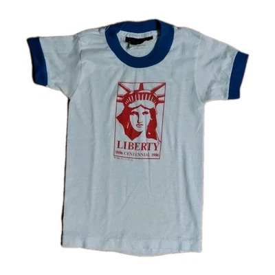 Camiseta Timbre Centenario Estatua de la Libertad 1986 De Colección Juvenil 4T Grande Individual S Foto 1 de 4