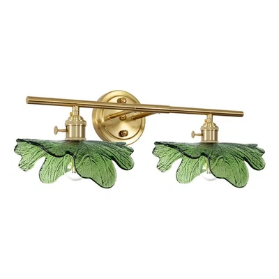 Luces de tocador de baño verdes sobre espejo, 2 apliques de pared vintage con G... Foto 1 de 4