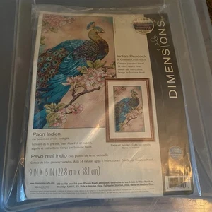 Dimensions INDIAN PEACOCK Cross Stitch Kit 70-35293 - New 9x15" 22.8x38.1cm - Picture 1 of 3