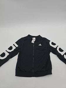 Adidas Full Zip Sweater Kids Small Black Spell Out Longsleeve.#25360 - Picture 1 of 10