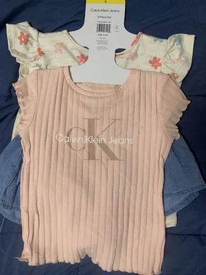 Calvin Klein Jeans Baby Girls' 3-Piece Set with Flower Design Size 5 - Image 1 of 4