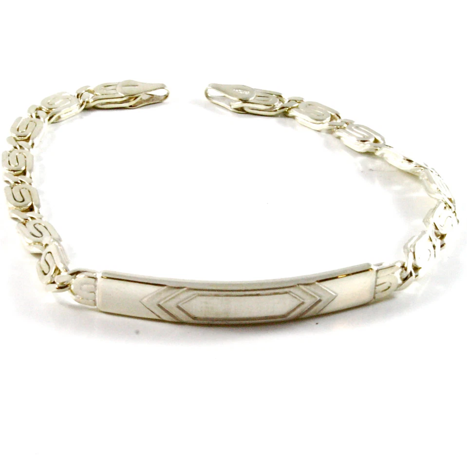 Silber Armband 925 Rhodium, Platte Satin Zentrale, Jersey Klassisch - Bild 1 von 1