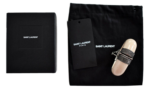 SAINT LAURENT (YSL) ️ Braccialetto BRACCIALE Originale SAINT LAURENT Paris Colore Avorio Argento Ossidato M