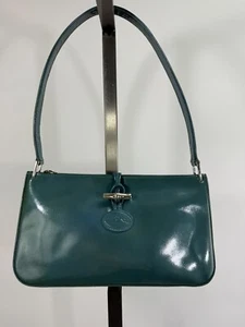 Longchamp Green Patent Leather Shoulder Bag Toggle Closure - Picture 1 of 6
