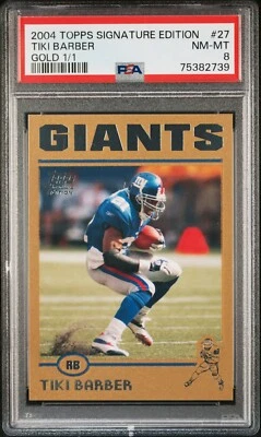 2004 TOPPS SIGNATURE EDITION GOLD TIKI BARBER 1/1 #27 PSA 8 NEW YORK GIANTS SSP - Image 1 of 3