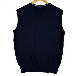 Brunella Gori Italy Men’s Sweater Vest L Navy 100% Extrafine Merino Wool V-Neck - Picture 1 of 10