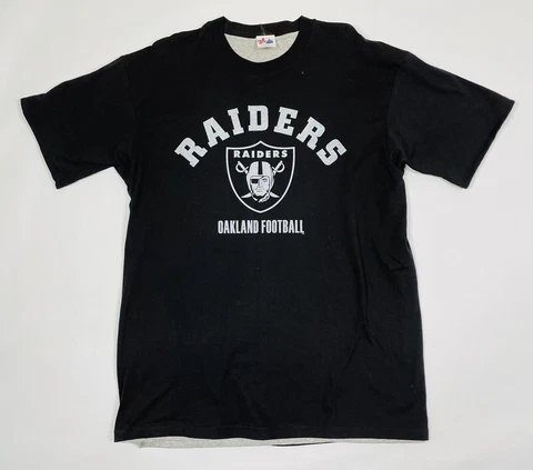 Vintage Majestic Oakland Raiders Double Layer Graphic T-Shirt Size L Made In USA Cover
