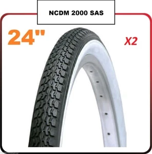 2 Copertoni COPPIA Pneumatici Bici - Olanda 24X1-3/8 BIANCO/NERO 982410003 - Imagen 1 de 1