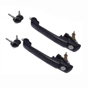 Front Outside Door Handles Set Black w/ Keys for 1993-1998 VW Jetta Golf - Picture 1 of 4