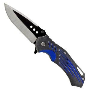 4.75" Air Stream Folding Pocket Knife Spring Assisted - Blue - Picture 1 of 12
