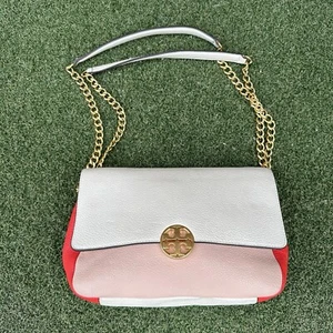 Tory Burch Chelsea Color-block Pebble Leather Convertible Shoulder Bag - Picture 1 of 9