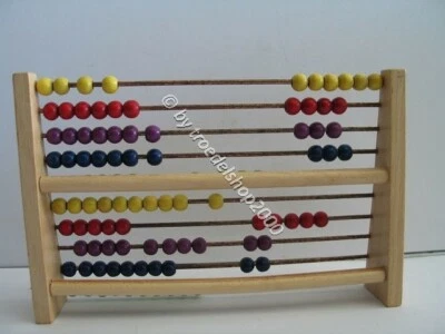 239) Kleiner Holz Rechenschieber Rechner Zahlenraum bis 100 Rechner Rechenhilfe - Bild 1 von 2