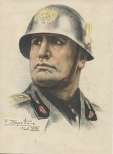 MUSSOLINI RITRATTO DA UN QUADRO DI SPOLTORE DA INCORNICIARE DUCE PICCOLO POSTER