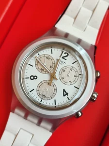 SWATCH+IRONY DIAPHANE CHRONO+SVCK1007 ELESILVER+NEU/NOS - Picture 1 of 2