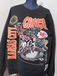 Vintage CHIEFS 90S NUTMEG ARROWHEAD Missouri Map Sweatshirt BLACK Crewneck RARE - Picture 1 of 13