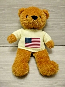 Beverly Hills Teddy Bear Co Brown Bear USA Flag Sweater Plush Patriotic 14" - Picture 1 of 5