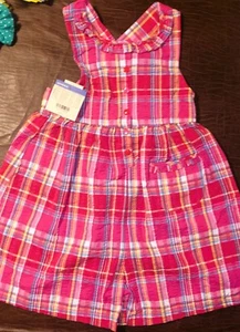 Gymboree vintage 1997 FLOWER POTS seersucker SHORTS ROMPER XL 4 5 6 NWT - Picture 1 of 7