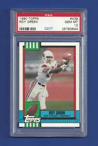 1990 TOPPS #439 ROY GREEN PSA 10 GEM MINT POP 1 PHOENIX CARDINALS - Foto 1 di 1