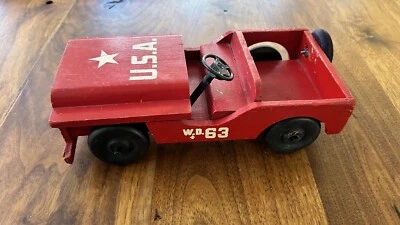 Juguete Jeep Willys de madera vintage de la Segunda Guerra Mundial WD63 1940 RARO Foto 1 de 4
