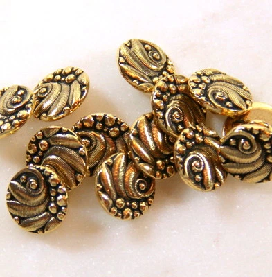 TierraCast Metal Shank Buttons, Czech Style,Antiq Gold Plate, 4 or More, 8826 - Image 1 of 3