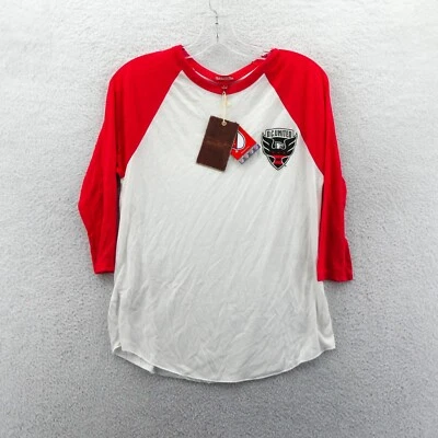DC United FC Shirt Womens Small White Mitchell & Ness Soccer Club Raglan 3/4 New - Image 1 of 3