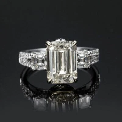 Anillo de compromiso de oro blanco de 14 K de diamantes creado en laboratorio... - Imagen 1 de 4