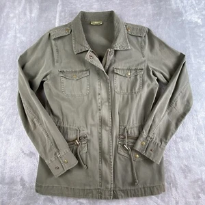 Maison Jules Military Jacket Womens Medium Olive Green Full Zip Snap Utility - Picture 1 of 12