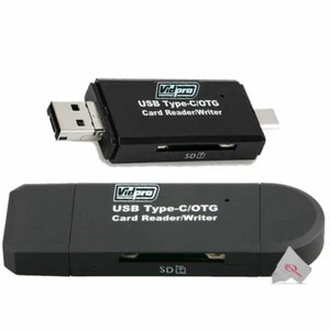 Two Pcs  VidPro USB 2.0 Type-C MicroSD & SD Card Reader - Picture 1 of 3