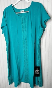 Avenue Womens DRESS 18 20 Pullover Turquoise Blue Lace Easy Care NEW $60 - Picture 1 of 12