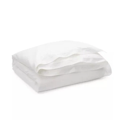 Ralph Lauren Spencer Cotton Sateen Border Full/Queen Duvet Cover White/Wht $335 - Image 1 of 2