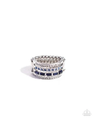 Paparazzi Trailblazing Bling - Azul - Strass - Anel de Prata - Imagem 1 de 2