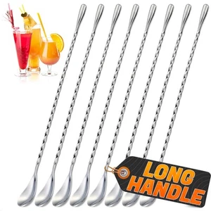 8 Pcs Bar Spoon Cocktail Mixing Spoon – 12'' Stainless Steel Cocktail Stirrer... - Picture 1 of 9