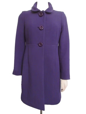 J Crew 小号内衬紫色羊毛模拟领 Thinsulate 外套女式 6P — 第 1/4 张图片