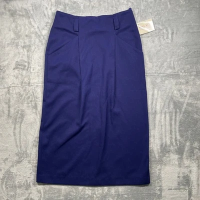 Karen Scott Mujer Azul Midi Falda Lápiz Plisada Frontal Oficina Carrera Talla 12 Foto 1 de 4