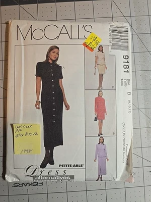 Vtg MCCALL'S Sewing Pattern 9181 Misses TOP DRESS SKIRT Size 8-10-12 UNCUT - Image 1 of 2