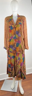 Conjunto de falda de colección años 80 Carole Little Petites chaqueta de gran tamaño ajuste S/M Foto 1 de 4