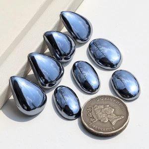 Brillo Jet-Metal ~ 8 Piezas Natural Elite Noble Shungite 18mm-21mm Cabujón Gemas - Imagen 1 de 11