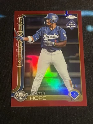 2025 Topps Pro Debut Zyhir Hope True Red Chrome /5 - Image 1 of 2