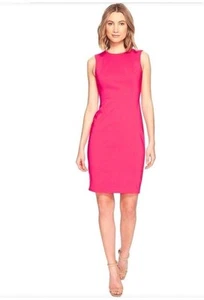 Calvin Klein Hot Pink Sleeveless Scuba Pencil Dress Size 6 - Picture 1 of 4