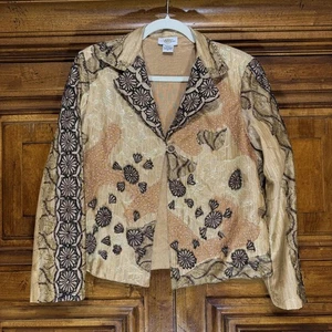 Sandy Starkman Jacket Womens M Embroidered Embellished Metallic Boho Artsy - Picture 1 of 10