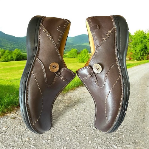 Mocassino Clarks strutturato donna pelle marrone slip on scarpe basse comode passante 7 5