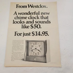 Reloj eléctrico Westclox 1970 vintage impreso anuncio Town Crier Chime - Imagen 1 de 1