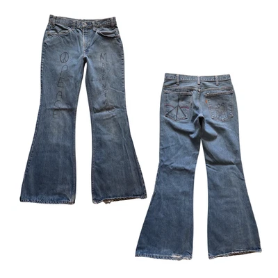 Vtg 70s Levis Bell Bottom Jeans 684-0217 Big Bell Flare Orange tab USA 31x32 - Image 1 of 4