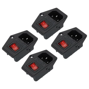 Power Switch 10A 250V AC Rocker Switch IEC320 C14 Inlet Male Power Socket 4 Pcs - Photo 1/6