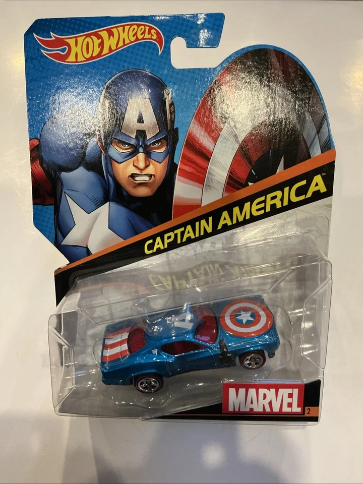 Captain America 2014 Mattel Hot Wheels Marvel Character Redline Car - Image 1 of 1