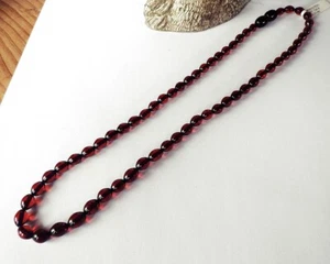 SCHMUCK-STCK Bernstein Kette ohne Metall 44cm braun rot Linsen - Bild 1 von 6