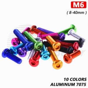 Aluminum M6 x 8-40mm Hexagon Hex Socket Screws Button Head Allen Bolt 10 Colors - Picture 1 of 10