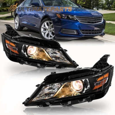 Pair Halogen Projector Headlights Headlamps for 2014-20 Chevy Impala Sedan New Foto 1 de 4