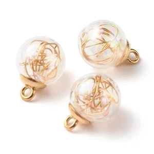 30x Handmade Glass Copper Wire Charm Pendants for DIY Necklaces Jewelry Making - Picture 1 of 5