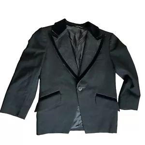 VTG after 6 young boy black sport coat blazer royal formal velvet trim size 5 6 - Picture 1 of 5